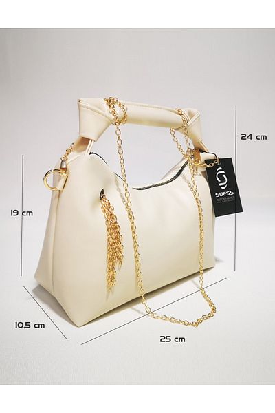 BRAXELL Leather Bag with Chain and Knot Detail
