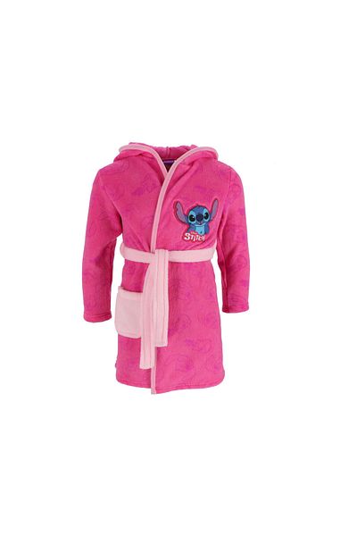 Lilo & Stitch Halat baie fete cu gluga si urechi, fleece coral, 110-116 cm, Roz, Lilo & Stitch