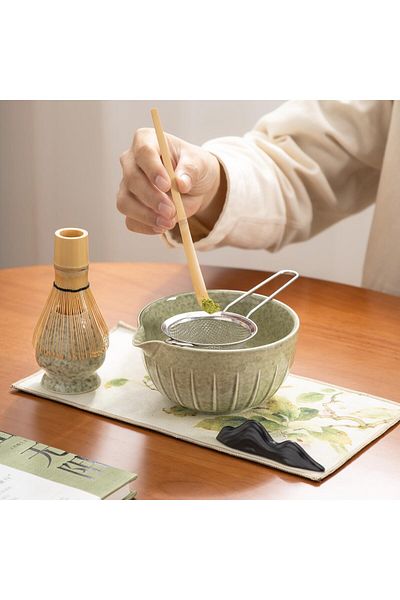 COOYA Matcha Set, Matcha Tea Set 7Pcs with Matcha Bowl, Bamboo Whisk, Scoop, Stainless Steel Sifter