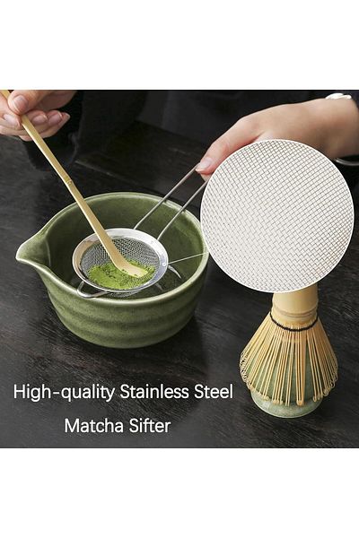 COOYA Matcha Whisk Set, Japanese Tea Bowl with Spout, Strainer Holder, for Matcha Tea Ceremony