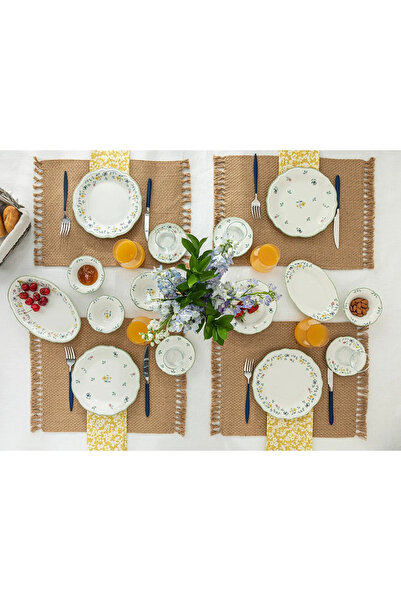 English Home V2 Porselen 30 Parça 6 Kişilik Kahvaltı Takımı Yeşil-sarı-pembe-...