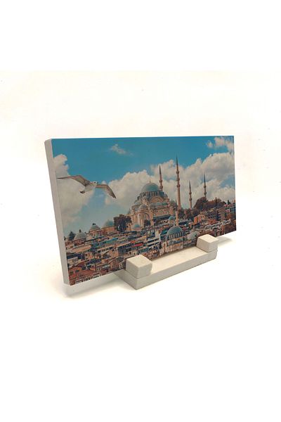 Sadrazam Suport de masă din piatră naturală imprimat cu moscheea Süleymaniye (10 X 20 DRT-55)