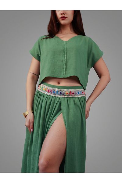 Su Koleksiyon Midyat Helen Skirt & Bluz Suit / Green
