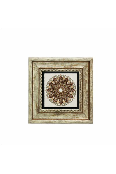 Sadrazam Pictură cu piatră naturală imprimată cu model Rumi (20 X 20 KD-58)