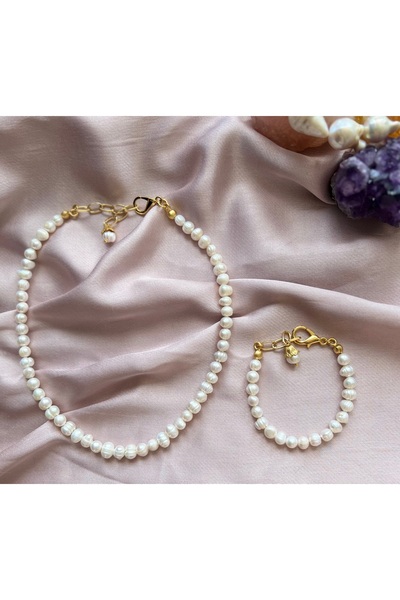 ŞİFA SHOP Gerçek inci kolye bileklik set inci takım