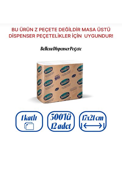 BELLEZA Extra Dispenser Napkin 12X300 Pieces