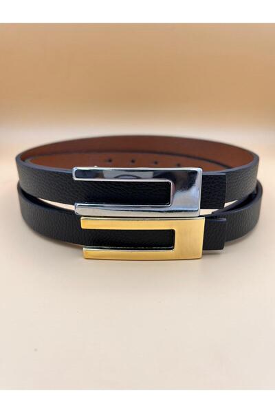 Desre Moda 2 Pack Basic Gold Women's Belt Trouser Belt Dress Belt Shirt Belt Pull Belt