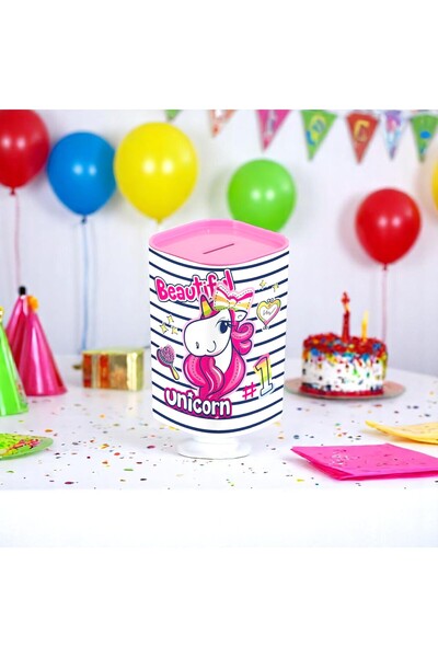 Atmaca Ticaret UNİCORN DESENLİ PLASTİK KUMBARA ( AÇILIR KAPAKLI ) 2 ADET