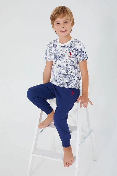 U.S. Polo Assn. 1358 Σερβιτόρος Floral Ανδρικό Παιδικό Κοστούμι Πιτζάμες Κοντομάνικο