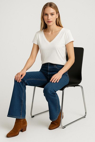 COTENCONCEPT 2 τμχ Μπλουζάκι από βαμβακερό βασικό μπλουζάκι με λαιμόκοψη V εμπρός και πίσω