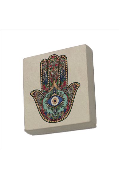 Sadrazam Mâna lui Fatima (Mărgele de ochi rău) Magnet din piatră naturală imprimat (5 X 5 KD-110)