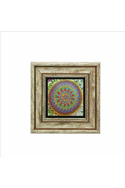 Sadrazam Mandala Pattern Printed Natural Stone Table (20 X 20 Kd-52)