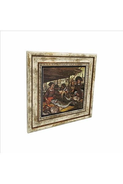 Sadrazam Netherlands Fish Market Printed Natural Stone Painting (25 X 25 Krg-41)