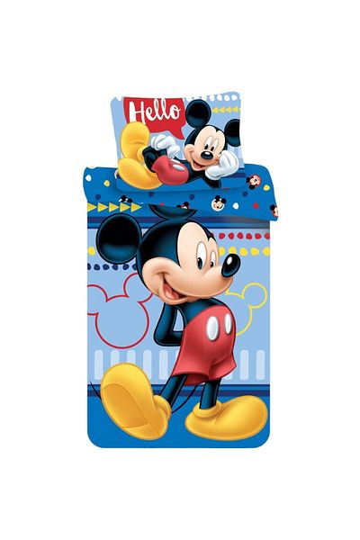Mickey Mouse Set 2 piese lenjerie de pat, Husa pilota, 140x200 cm, husa perna, 70x90 cm, Multicolor, Mikey Mouse