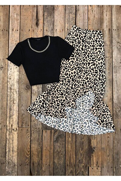 tülaybutik Women's Summer Floral Ruffle Skirt Product Length 80 cm