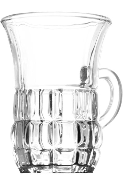 ALSAIF Engraved Tea Cup Set Of 6 By , Transparent Glass With Handles, Dishwasher Safe