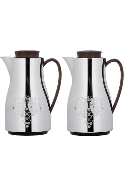 ALSAIF Coffee And Tea Vaccum Flask Set In Chrome / Leak-proof And Keeps Drinks Hot 1.0/1.0 Liter