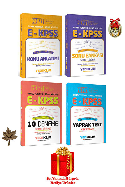 Yediiklim Yayınları E-kpss 2026 Yediiklim 4 Kitaplık Set Sürpriz Hediyeler Ko...