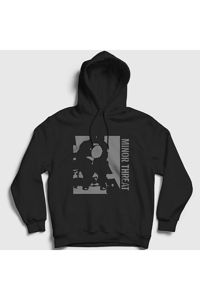 Presmono Φούτερ με κουκούλα Unisex Μαύρο Κάλυμμα Music Minor Threat 537057 ττ