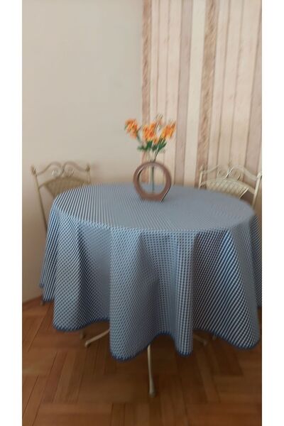 gonk Round, Plaid, Duck (Liquid Pusher, Stain Proof) Fabric, Tablecloth