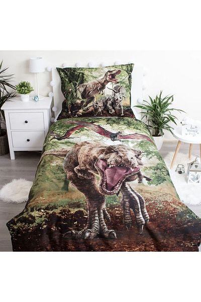 JURASSIC WORLD Set lenjerie pat, 2 piese, husa pilota, 140×200 cm, husa perna, 70×90, multicolor, Jurassic World