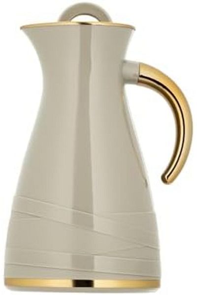 ALSAIF Deva Coffee And Tea Vaccum Flask In Grey/gold / Leak-proof And Keeps Drinks Hot 1 Liter