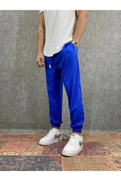 FıttingRoom Blue Jogger Trousers with Elastic Waist