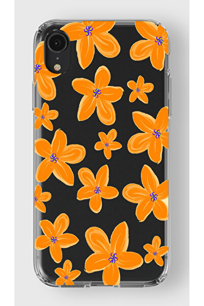 moonset Iphone XR Uyumlu Çiçek Tasarımlı Baskılı Şeffaf Telefon Kılıfı