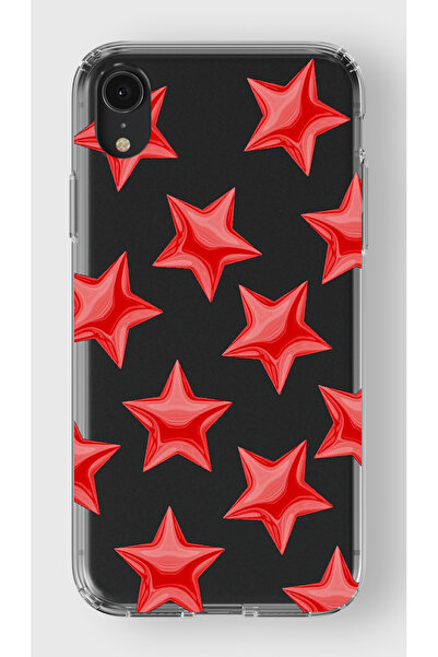 moonset Iphone XR Uyumlu Yıldızlar Tasarımlı Baskılı Şeffaf Telefon Kılıfı