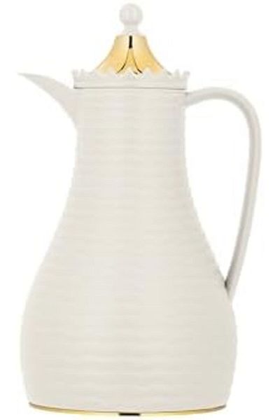 ALSAIF Deva Coffee And Tea Vaccum Flask In Ivory/gold / Leak-proof And Keeps Drinks Hot 1 Liter
