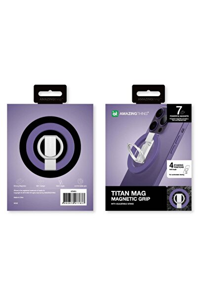 Amazingthing حلقة هاتف مغناطيسية من تيتان مع حامل - أرجواني داكن