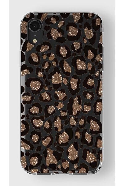 moonset Iphone XR Uyumlu Leopar Tasarımlı Baskılı Şeffaf Telefon Kılıfı