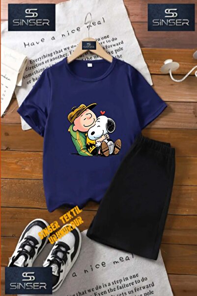 SS SİNSER Παιδικό μπλουζάκι με ειδική στάμπα "SNOPY COCUK SARILAN" με λαιμόκο...