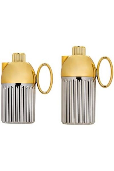 ALSAIF Coffee And Tea Vaccum Flask Set In Nickel/gold / Leak-proof And Keeps Drinks Hot 1.0/0.7 Liter
