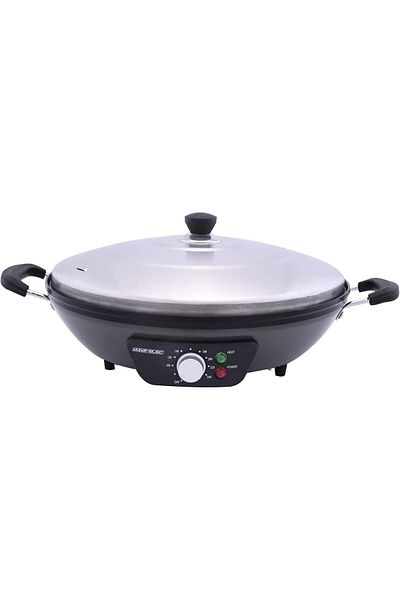 ALSAIF Electric Pan 2200w For Cooking Liver And Hot Meats, Easy To Use And Clean, Gray