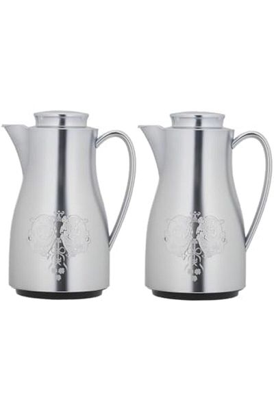 ALSAIF Coffee And Tea Vaccum Flask Set In Chrome / Leak-proof And Keeps Drinks Hot 1.0/1.0 Liter