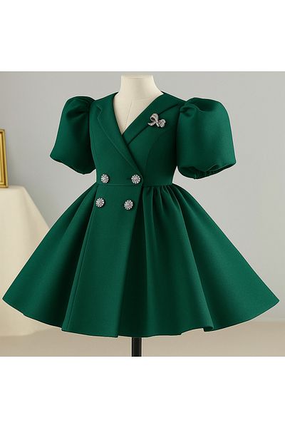 MUSGEM Special Design Umay Model Emerald Green Color Stone Accessory Girl's Evening Dress