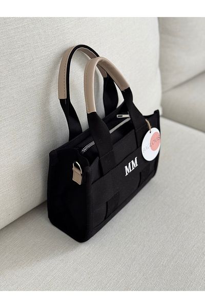 BAGLOVİS Long Strap Front mm Embroidered Lining Pocket Black Color Women's Hand and Shoulder Bag En23 Uzn17