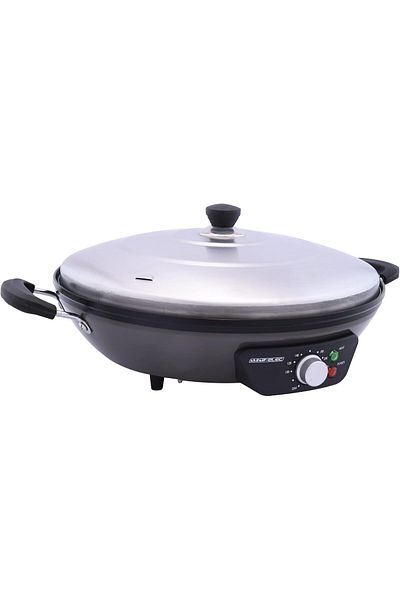 ALSAIF Electric Pan 2200w For Cooking Liver And Hot Meats, Easy To Use And Clean, Gray