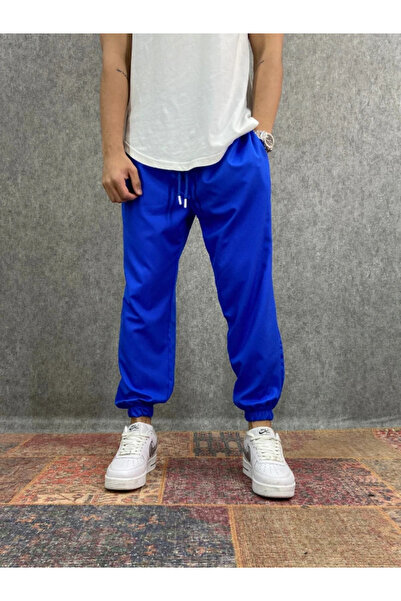 FıttingRoom Blue Jogger Trousers with Elastic Waist