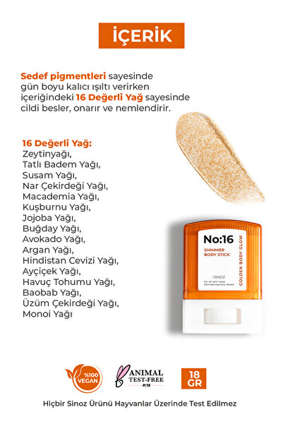 Genel Markalar No:16 Işıltılı Nemlendirici Stick Vücut Bakım Yağı 18 gr