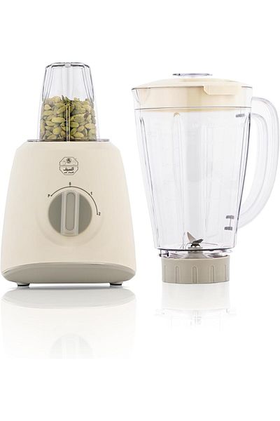 ALSAIF Electric Blender 500w With Grinder By Al Saif, Stainless Steel, Speed Control Knob, 1.5l, White/grey