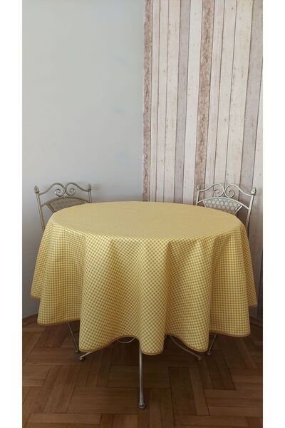 gonk Round, Plaid, Duck (Liquid Pusher, Stain Proof) Fabric, Tablecloth