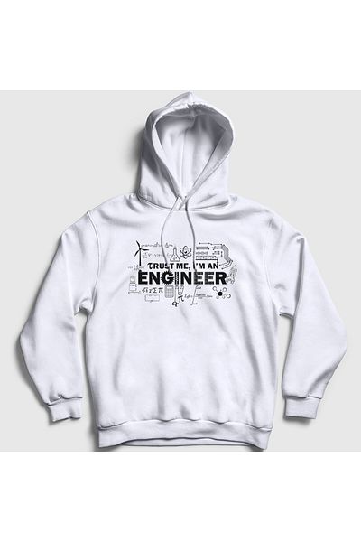 Presmono Unisex White Trust Me I'm An Engineer Δώρο Μηχανικός Φούτερ με κουκούλα 540390 ττ
