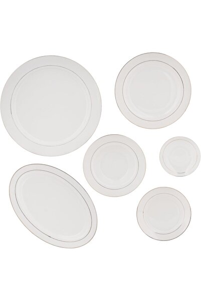ALSAIF 52-piece Porcelain Dinner Set, Including Dinner Plates, Side Dishes, Pitcher And Cups White/gold