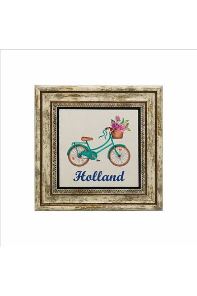 Sadrazam Natural Stone Painting with Dutch Bicycle Image Printed (25 X 25 Krg-30)