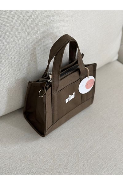 BAGLOVİS Front with Coin Compartment and Mini Embroidered Long Strap Khaki Color Small Shoulder Bag En20 Uzn16
