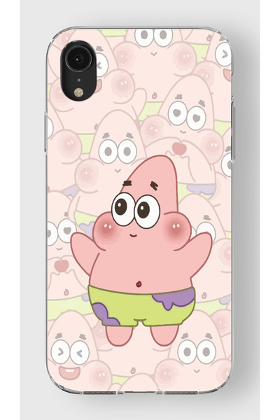 moonset Iphone XR Uyumlu Patrick Tasarımlı Baskılı Şeffaf Telefon Kılıfı