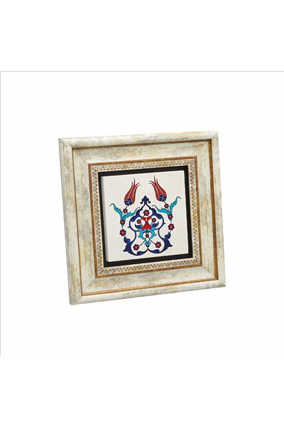 Sadrazam Pictură din piatră naturală imprimată cu model de țiglă otomană Iznik (20 X 20 KD-40)