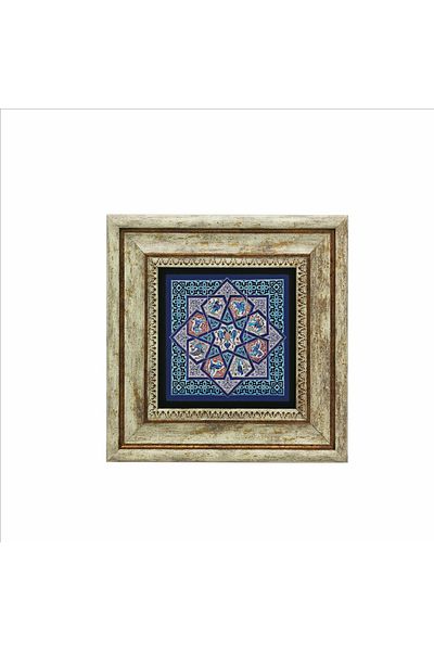 Sadrazam Pictură din piatră naturală imprimată cu motiv de faianță Seljuk anatolian (20 X 20 KD-69)